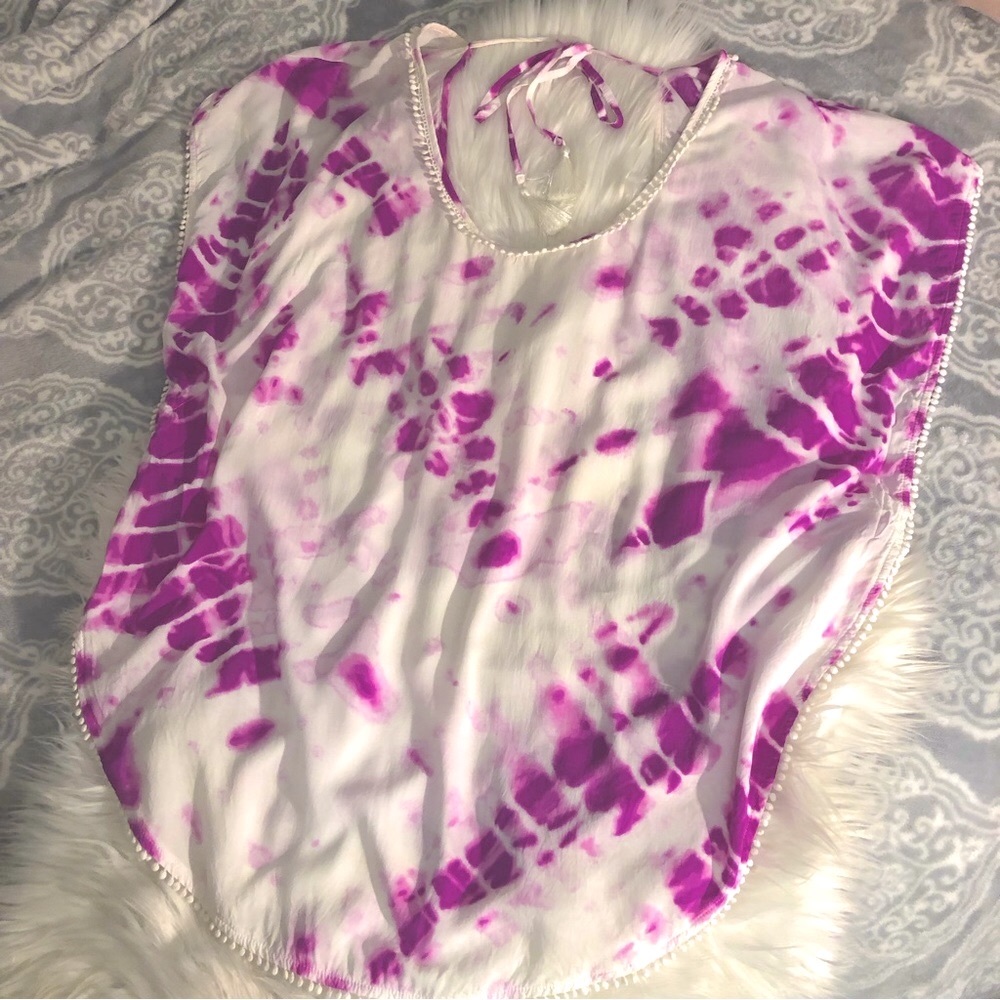 Victoria's Secret Tie-Dye Purple Swimsuit Poncho Cover-Up Size XS